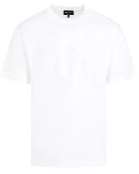 Giorgio Armani - Weißes baumwoll-t-shirt mit besticktem logo - Lyst