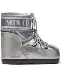 Moon Boot - Zilveren Satijnen Instapper 'Low Glance' - Lyst