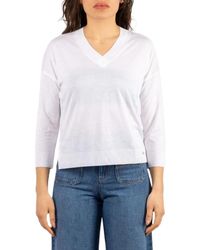 Herno - Tops ,Wit ,Katoen V-Neck Top - Lyst