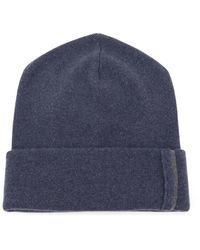 Brunello Cucinelli - Accessoires ,Blauw ,Kasjmier Cashmere Muts Met Monili - Lyst