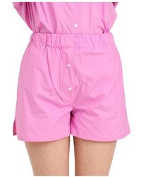 hinnominate - Shorts rosa con bottoni frontali - Lyst