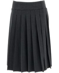Ami Paris - Rokken ,Grijs ,Wol Midi Geplooide Wollen Rok - Lyst