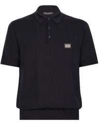Dolce & Gabbana - Polo-shirt aus wolle mit logo-plakette - Lyst