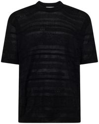 Laneus - Tops ,Zwart ,Katoen T-Shirt 100% Cotone - Lyst