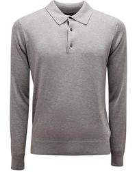Alpha Studio - Tops ,Grijs ,Kasjmier Zijde Kasjmier Polo Shirt Granito Model - Lyst