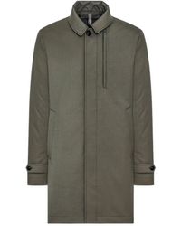 DUNO - Groene Wollen Jas 3-Laags Stof - Lyst
