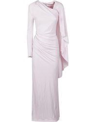 Self-Portrait - Kleedjes ,Roze ,Jersey Maxi-Jurk Met Drapering - Lyst
