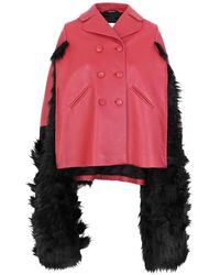 Maison Margiela - Capa de cuero con ribete de piel sintética - Lyst