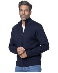 Gran Sasso - Truien & Vesten ,Blauw ,Wol Blauwe Rits Ribboord Vest - Lyst