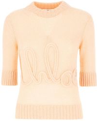 Chloé - Truien & Vesten ,Oranje ,Wol Stijlvolle Gebreide Collectie - Lyst