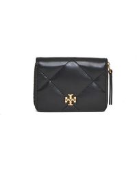 Tory Burch - Schwarzes Leder Reißverschlussbrieftasche - Lyst