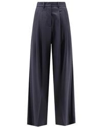 Alysi - Broeken ,Blauw ,Wol Wijde Broek - Lyst