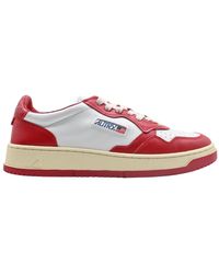 Autry - Rote leder low top sneakers - Lyst