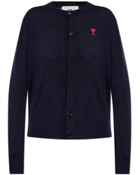 Ami Paris - Wol Wollen Cardigan Met Logo - Lyst
