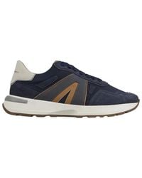 Alexander Smith - Schoenen ,Blauw ,Nylon Liverpool Zachte Blauw Leren En Gewassen Blauw Nylon Sneakers Met Bruin Zijlogo - Lyst