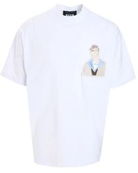 MSGM - Weißes t-shirt mit frontapplikation und rückenlogo - Lyst