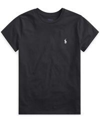 Ralph Lauren - Schwarzes baumwoll-t-shirt mit gesticktem pony - Lyst
