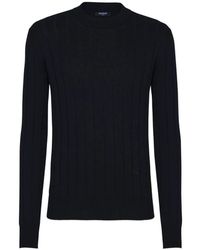 Balmain - Truien & Vesten ,Zwart ,Katoen Slim Fit Ribgebreide Trui Van Zijde-Katoen - Lyst
