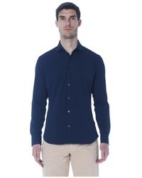 Caliban - Overhemden ,Blauw ,Camicia - Lyst