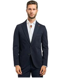 MULISH - Blaue Einreiher-Jacke Mit Spiegellappen - Lyst