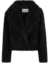 Max Mara - Chaqueta Negra De Manga Larga Con Cierre Frontal De Broche, Mujer, Talla - Lyst