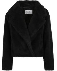 Max Mara - Chaqueta Negra De Manga Larga Con Cierre Frontal De Broche, Mujer, Talla - Lyst