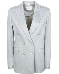 Circolo 1901 - Jassen ,Blauw ,Leer D.P. Lino Cotone Spina - Lyst