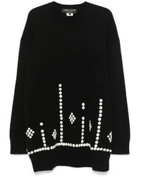 Comme des Garçons - Schwarzer Gerippter Strickpullover Mit Rundhalsausschnitt - Lyst