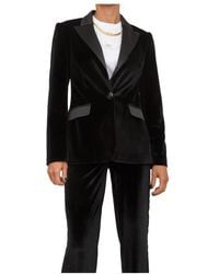 Fracomina - Zwarte Regular Jacket Polyester Elastaan - Lyst