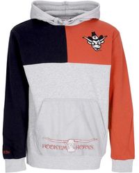 Mitchell & Ness - Hoodies & Sweatvesten ,Veelkleurig ,Katoen Texas Longhorns Fleece Hoodie Grijs/Oranje - Lyst
