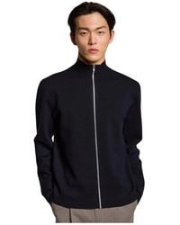 KIEFERMANN - Hoodies & Sweatvesten ,Zwart ,Wol Dimitri Cardigan Met Hoge Kraag - Lyst
