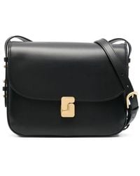 Soeur - Schwarze Leder Umhängetasche Mit Goldfarbenen Details - Lyst
