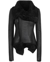 Rick Owens - Chaqueta Negra De Piel De Cordero Con Dobladillo Asimétrico, Mujer, Talla - Lyst