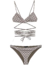 Gucci - Badmode ,Grijs ,Wrap-Around Driehoek Bikini Top - Lyst