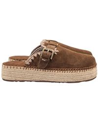 Mou - Schoenen ,Bruin ,Jute Jute Clog Plain Suede - Lyst