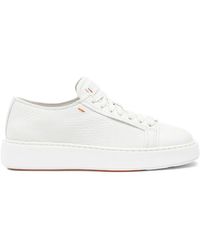 Santoni - Sneakers in pelle bianca con suola larga - Lyst