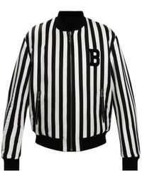 Balmain - Wendbare Gestreifte Bomberjacke Mit Logo - Lyst
