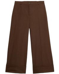 Oltre - Broeken ,Bruin ,Leer Cropped Micro Houndstooth Broek - Lyst
