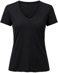 James Perse - Tops ,Zwart ,Katoen Sheer Slub Casual V Neck - Lyst