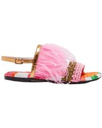 La DoubleJ - Schoenen ,Roze ,Fireworks Feather Sandalen - Lyst