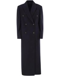 Brunello Cucinelli - Lange Double-Breasted Jas Van Wolmix - Lyst