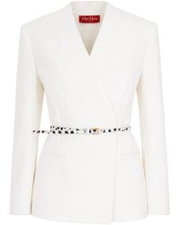 Max Mara - Jassen ,Wit ,Leer Double-Breasted Cady Jacket - Lyst