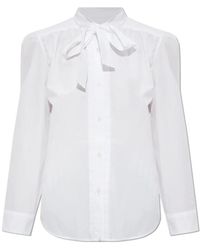 R13 - Overhemden ,Wit ,Katoen Shirt Met Decoratieve Strik - Lyst