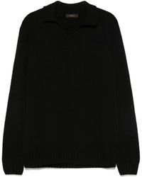 Zanone - Schwarzer Wollstrickpullover Mit Polokragen - Lyst