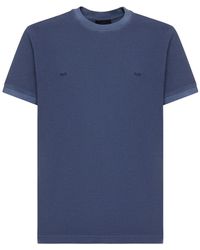 Fay - Tops ,Blauw ,Katoen Pique Geborduurd T-Shirt - Lyst