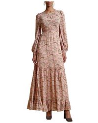 byTiMo - Kleedjes ,Veelkleurig ,Leer Eco Georgette Open Back Maxi Jurk - Lyst