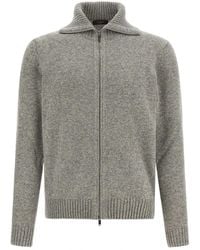 Zanone - Truien & Vesten ,Grijs ,Wol Zip-Up Vest - Lyst