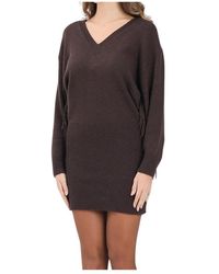 Akep - Kleedjes ,Bruin ,Wol Gebreide Jurk - Lyst