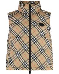 Burberry - Sleeveless Down Jacket Check - Lyst