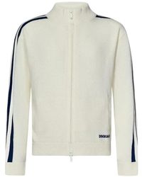 DSquared² - Truien & Vesten ,Wit ,Wol Retro Sportief Wollen Blend Zip Vest - Lyst